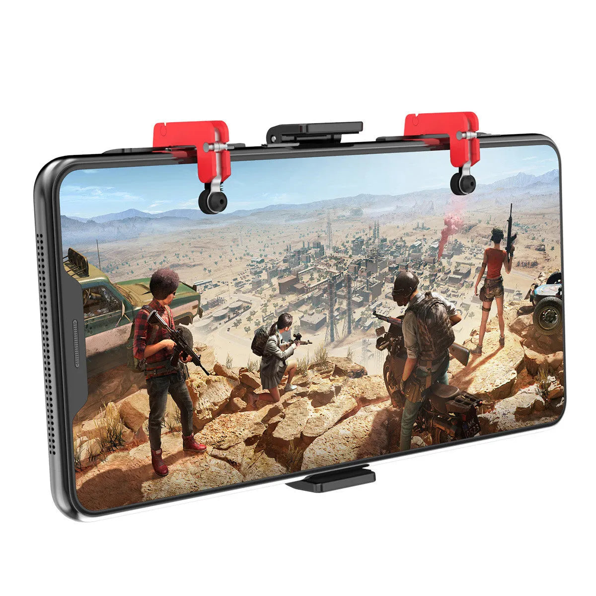 Black PG-9137 mobile phone gaming trigger attachment with adjustable metal button and telescopic clip