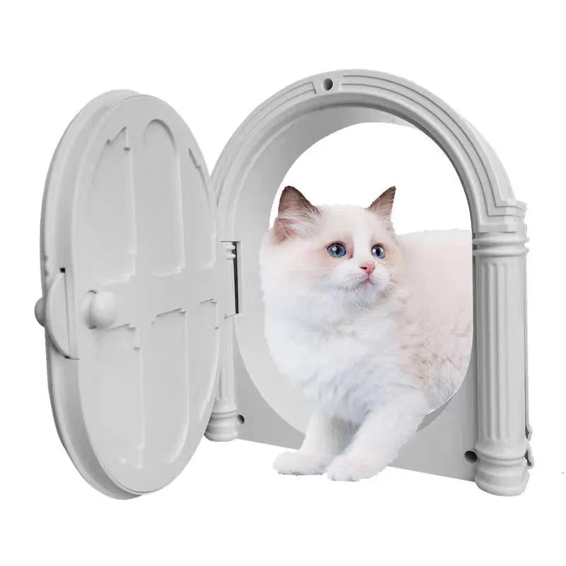 Home Simple plastic pet door with direction control, available in white