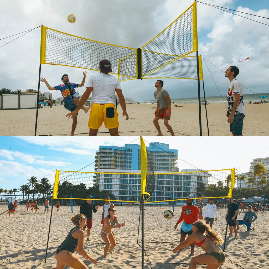 PE four sides standard volleyball net, black, 100x30cm or 150x50cm, for indoor outdoor beach use