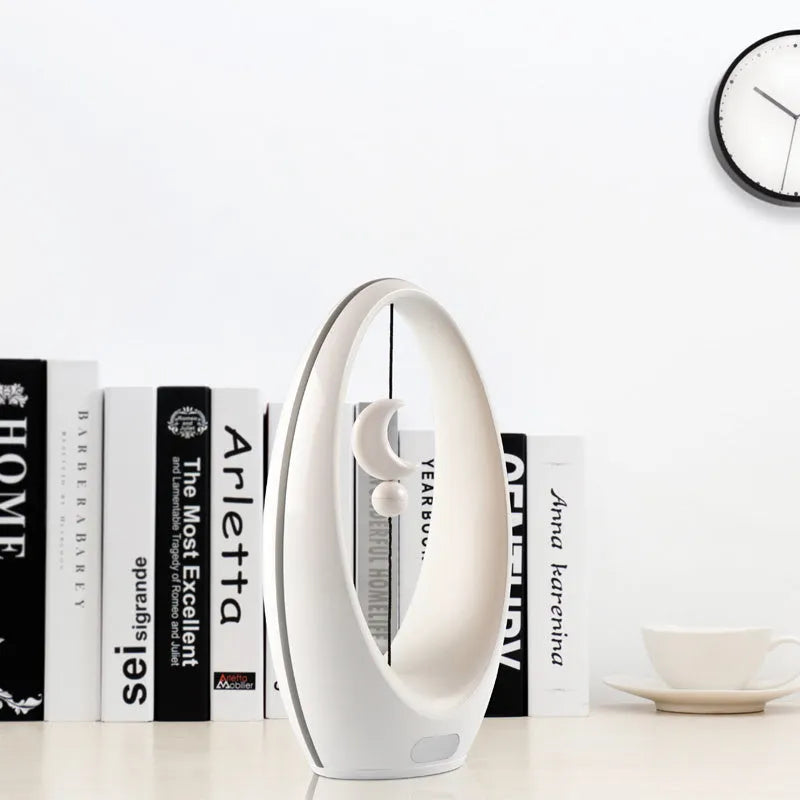 USB Maglev Moon night light with sailing art design, ABS body, 254x148x88mm, colourful LED, rechargeable