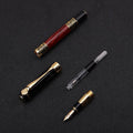 Imitation mahogany metal fountain pen with wood grain finish and 0.5mm tip