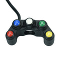 Plastic five-position vehicle electrical switch with red, yellow, blue, green and white buttons