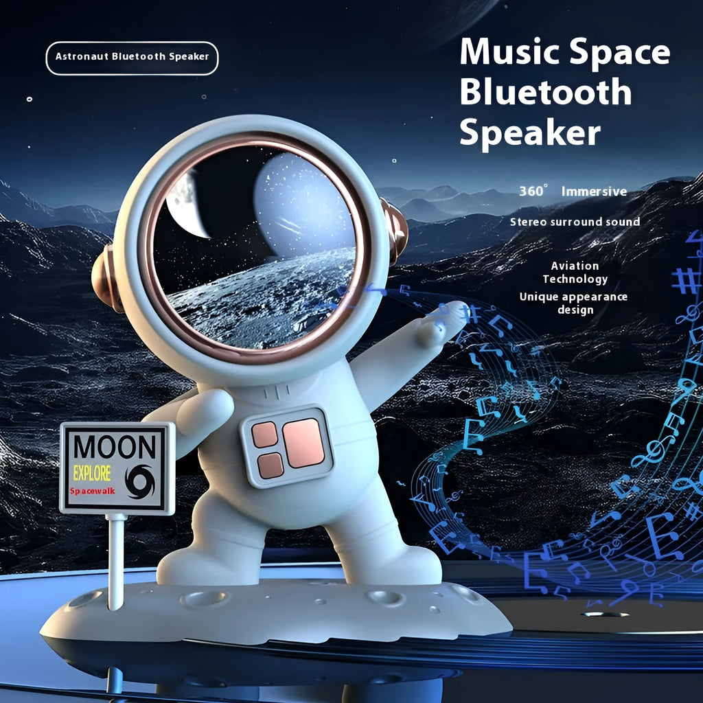 Bluetooth Spaceman small creative ornament speaker with voice prompts, lithium battery, stereo audio, in two colour editions
