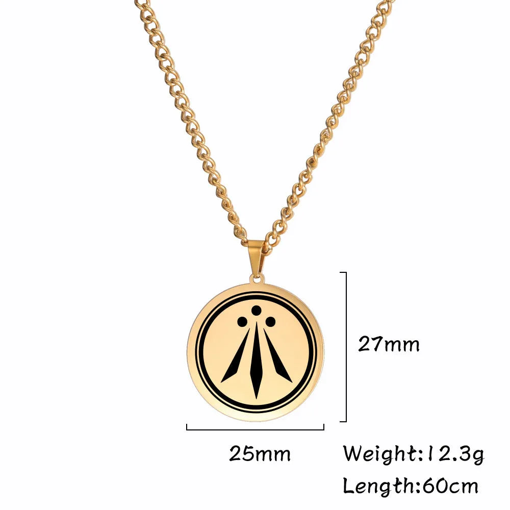 Irish Celtics symbolic geometric pendant necklace in stainless steel on an adjustable chain, available in steel or gold