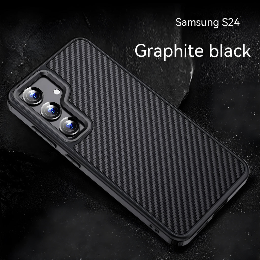 Black aramid fibre magnetic phone case for Samsung S23 and S24 series