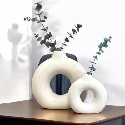Porcelain biscuit vase with frosted texture for flower arranging in modern design