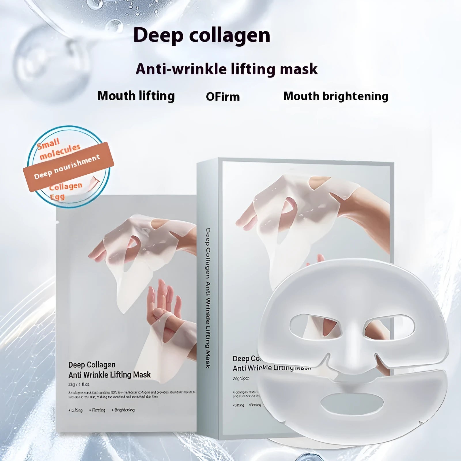 28ml collagen anti-wrinkle moisturising face mask single piece packaging