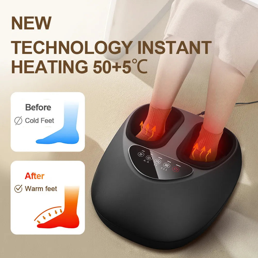 3-in-1 foot massager with air compression and heat features removable washable cover and button controls