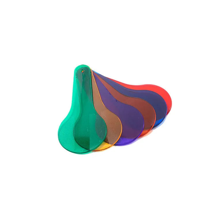 Six PVC colour learning boards in red, yellow, blue, green, orange, and purple