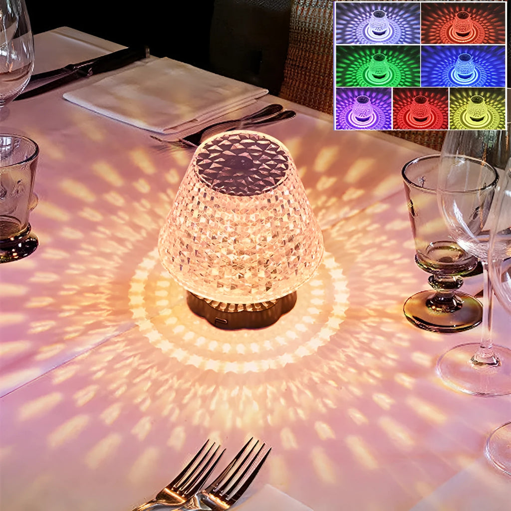 Crystal decorative table lamp with touch sensor base and LED lighting