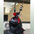 Zijin Crown gold and purple feather plume decoration attached to a black motorcycle helmet