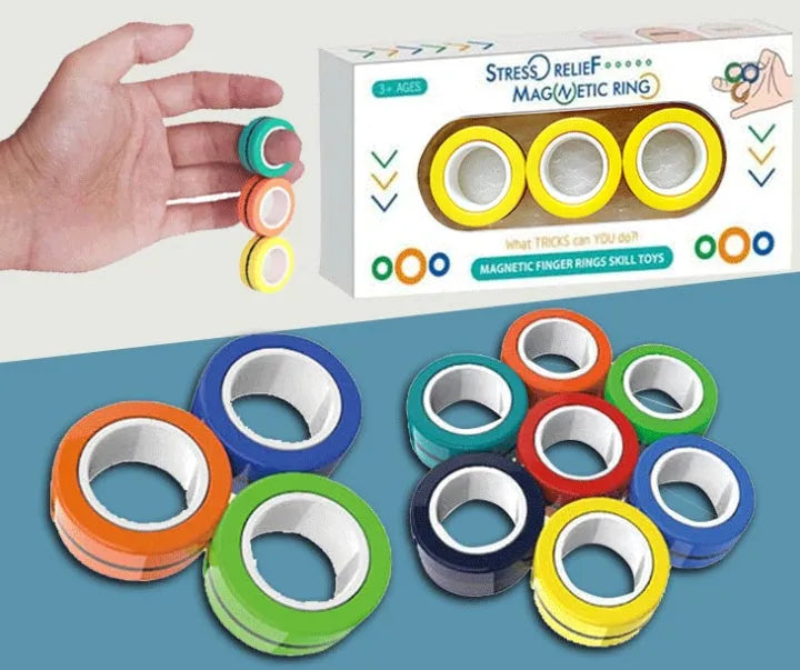 Magnetic finger rotating fidget ring in selected colour, showing external diameter of 3.2cm