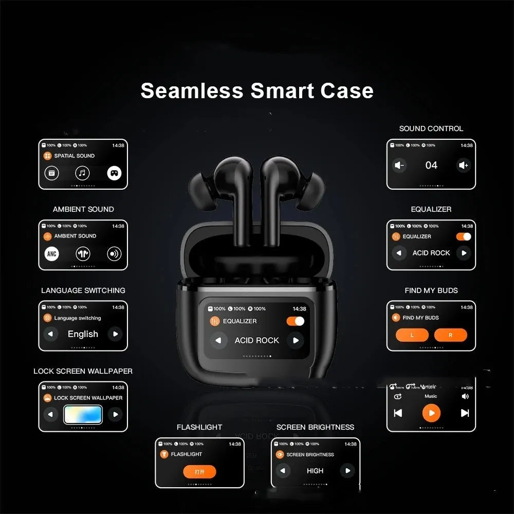 T68 PRO Wireless Bluetooth Headset in Black, Silver, or Champagne colour with a touch screen.