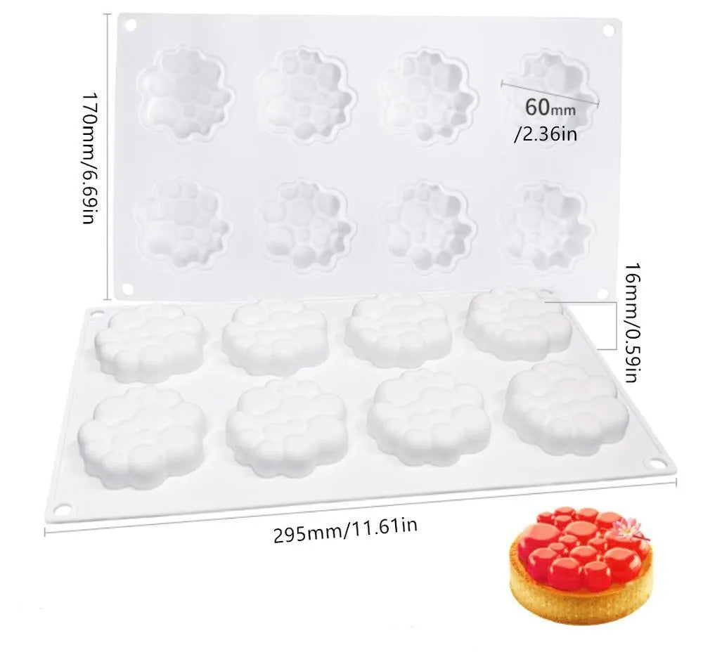Round silicone cake mould with bubble tower pattern design for baking
