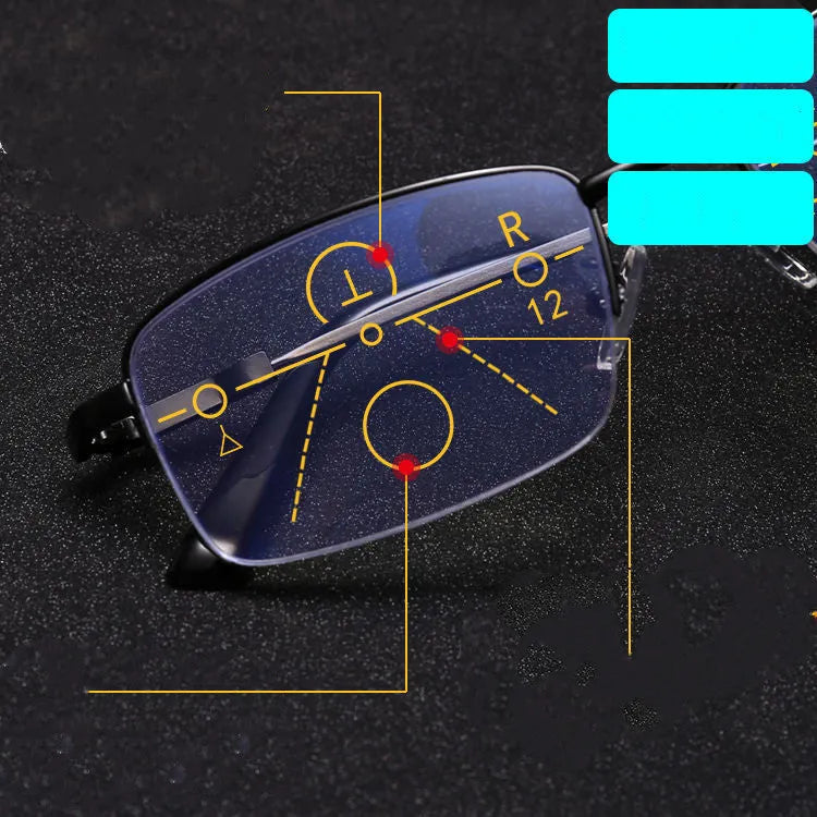 Black metal frame dual-use presbyopia glasses for men with clip-on resin lenses