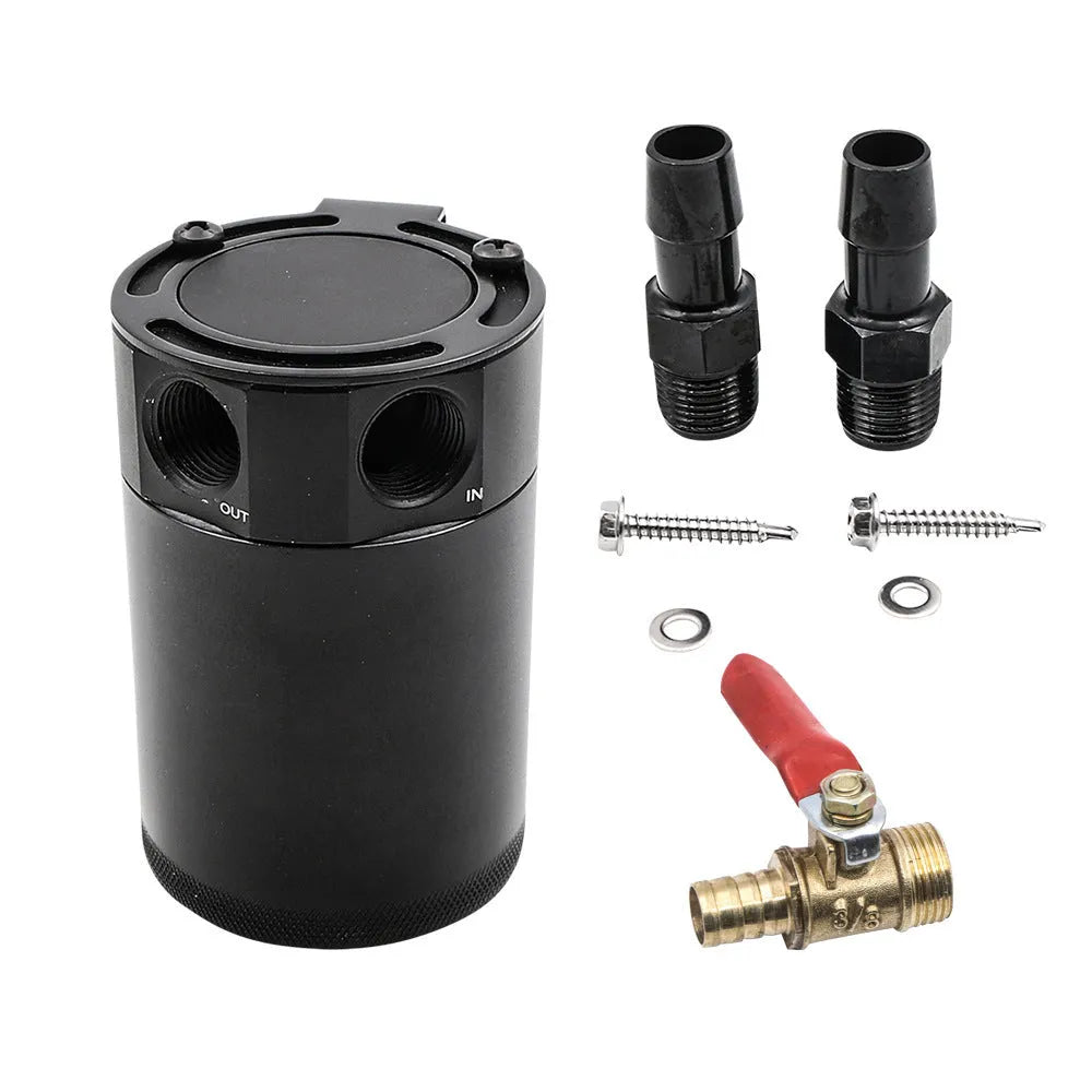 Aluminium automotive machine oil pot with two-hole design and oil-free valve