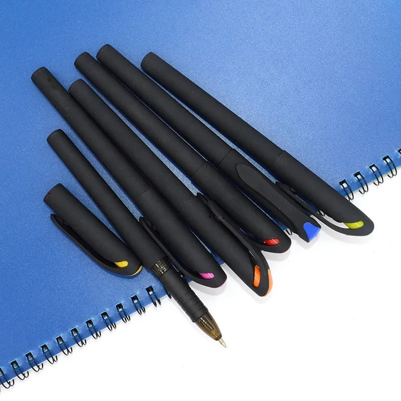 Set of 10 plastic gel pens with black refills showing 14cm length
