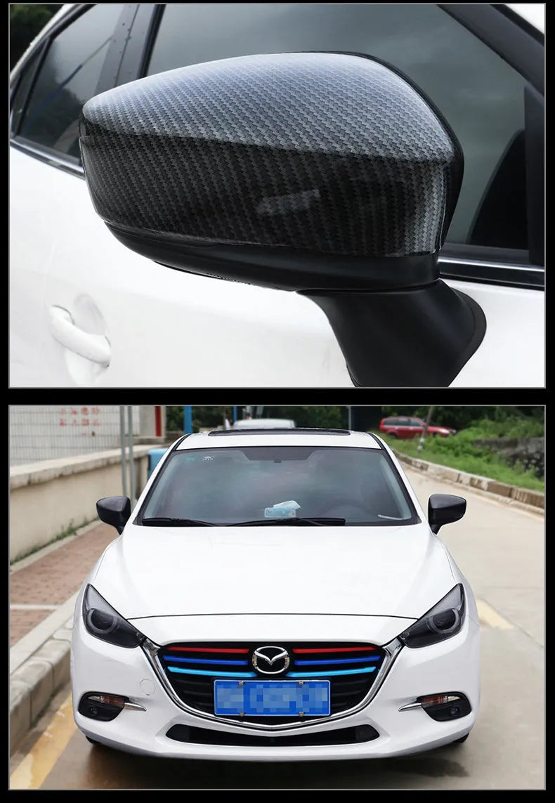 Angkesaila carbon fibre rearview mirror cover shell with decorative bright strip in black carbon fibre 17model finish
