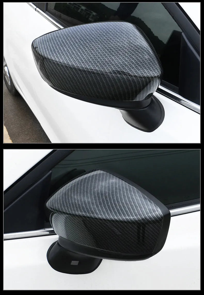 Angkesaila carbon fibre rearview mirror cover shell with decorative bright strip in black carbon fibre 17model finish
