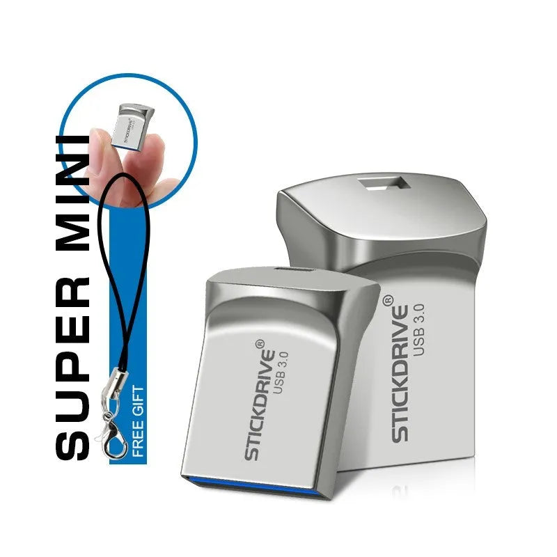 High speed USB 3.0 flash drive mini U disk in metal shell with rotation design, black colour, 128GB capacity