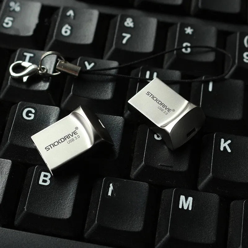 High speed USB 3.0 flash drive mini U disk in metal shell with rotation design, black colour, 128GB capacity