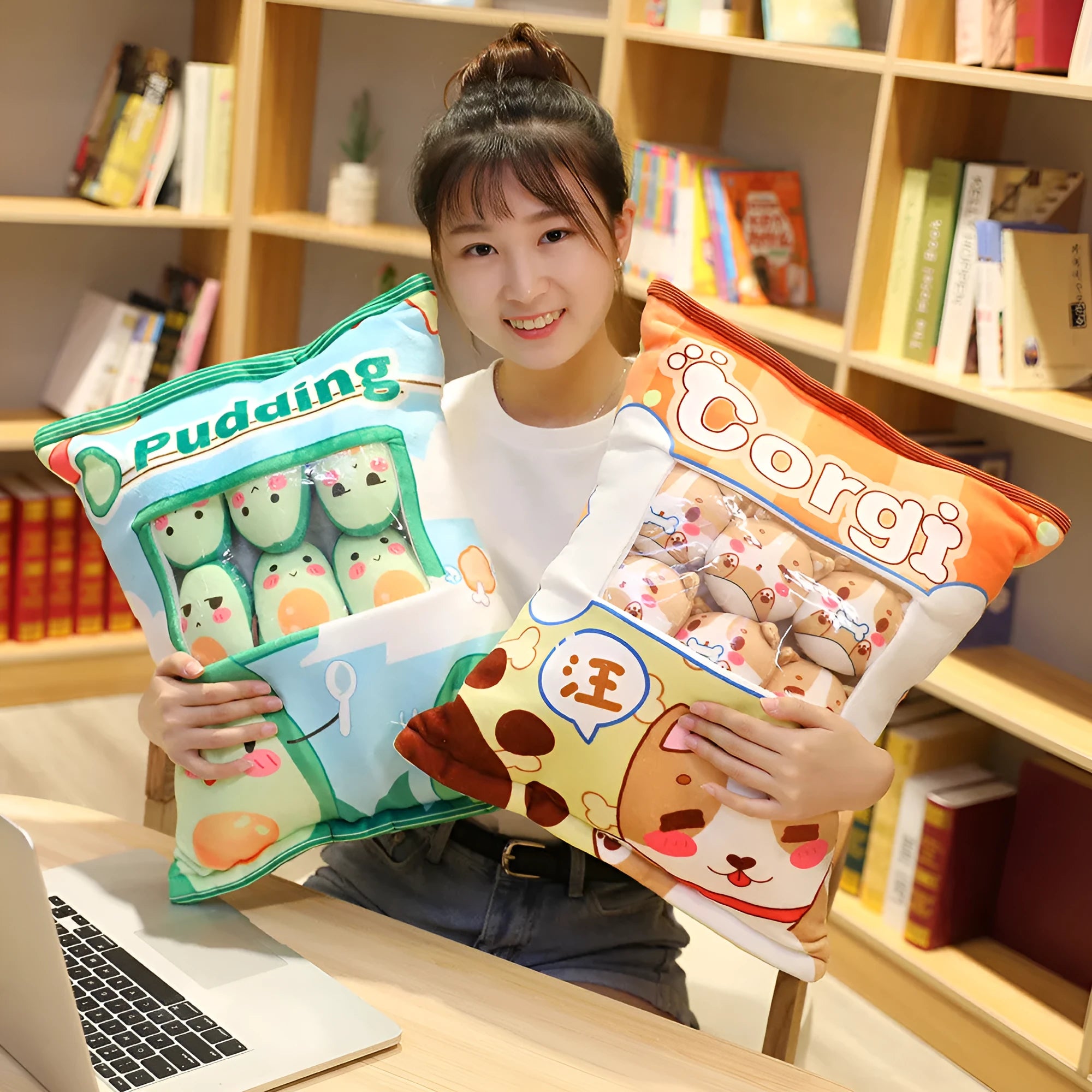Soft cute snack pillow cushion 35x45cm PP cotton filling corgi model decorative toy for sofa