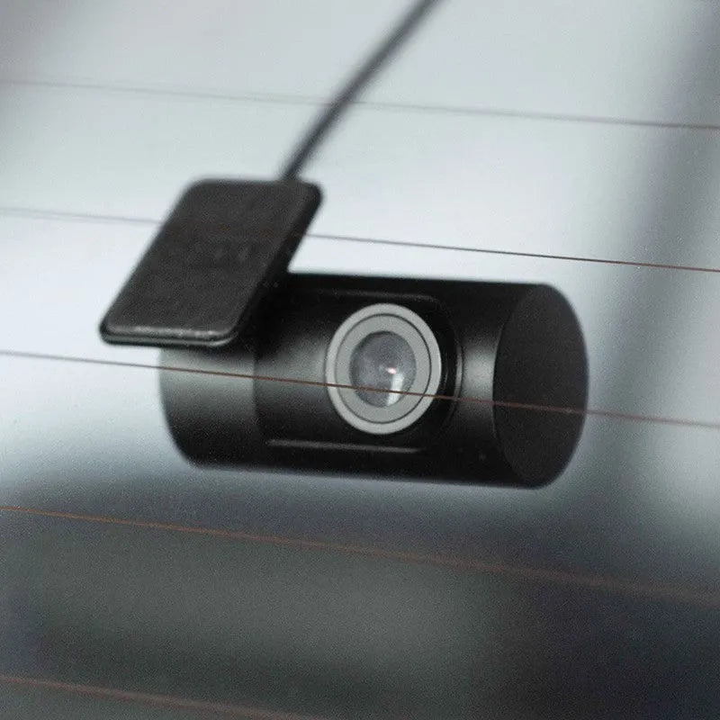 Midrive FC01 4K HD rear camera in car, black colour, with static sticker and adhesive for mounting
