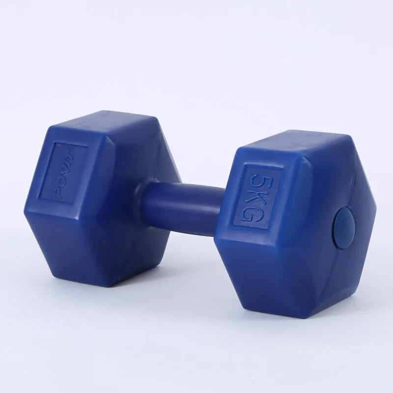 Ladies hexagon dumbbell in green with sand filling PE material 1kg weight for aerobics fitness