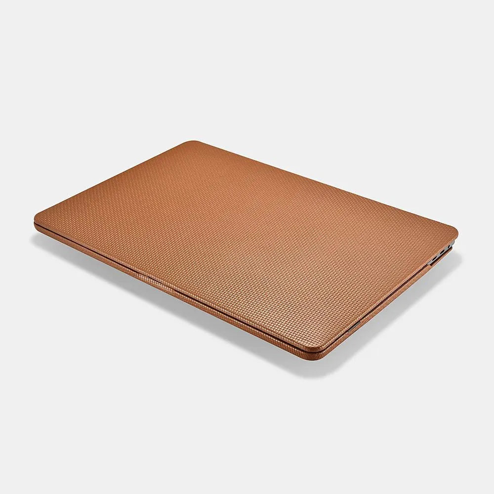 Ultra-thin leather protective sleeve for Apple notebook in black, with cross pattern finish