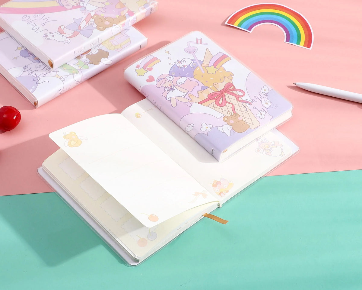 A6 waterproof PU cover notepad with Crazy Amusement Park Bumper Car print, thread binding, and 100+ pages