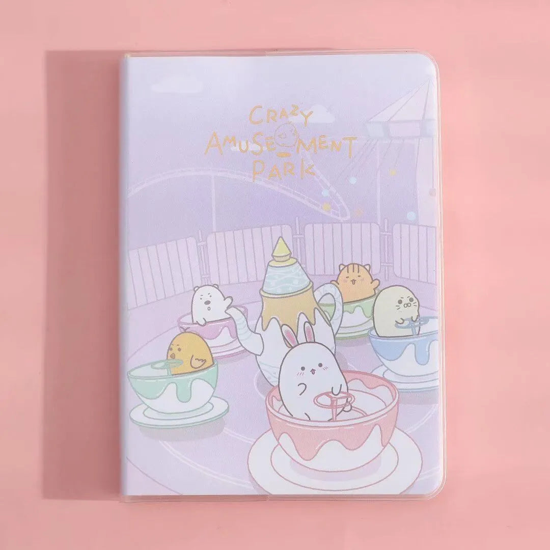A6 waterproof PU cover notepad with Crazy Amusement Park Bumper Car print, thread binding, and 100+ pages