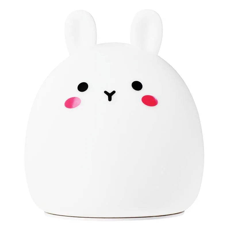 Silicone cute rabbit rechargeable night light in soft glow with USB cable, 102x110mm cartoon style