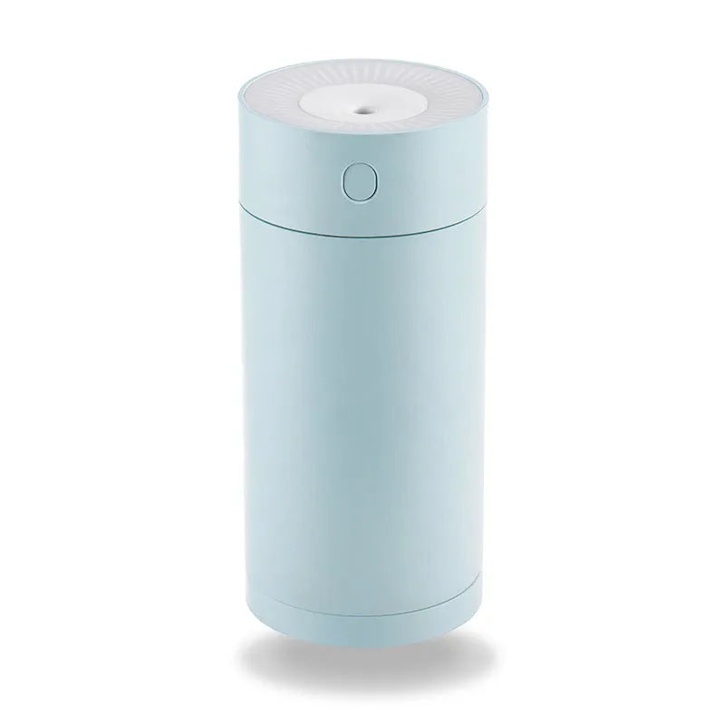 White USB desktop humidifier with folding bracket extended, showing compact 70x70mm base and 156mm height