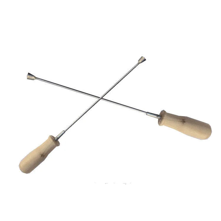 Cui's piano tuning tool with coloured wooden handle and steel shaft for action machine repair and large cable tuning