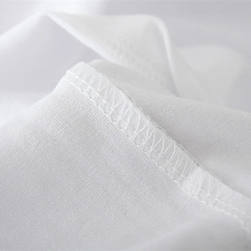 Cute banana peel printed white modal t-shirt on model, front view, available in multiple sizes