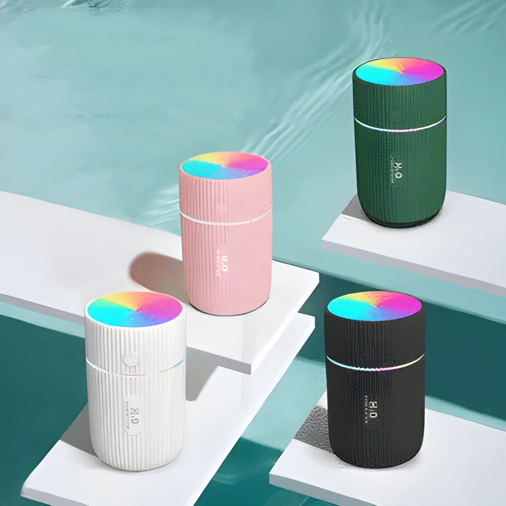 USB portable essential oil diffuser in multiple colours with 300ml capacity and compact design