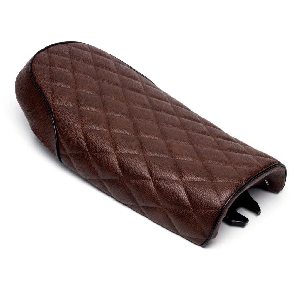 530mm brown artificial leather retro diamond motorcycle cushion for Honda CG125 cafe racer seat