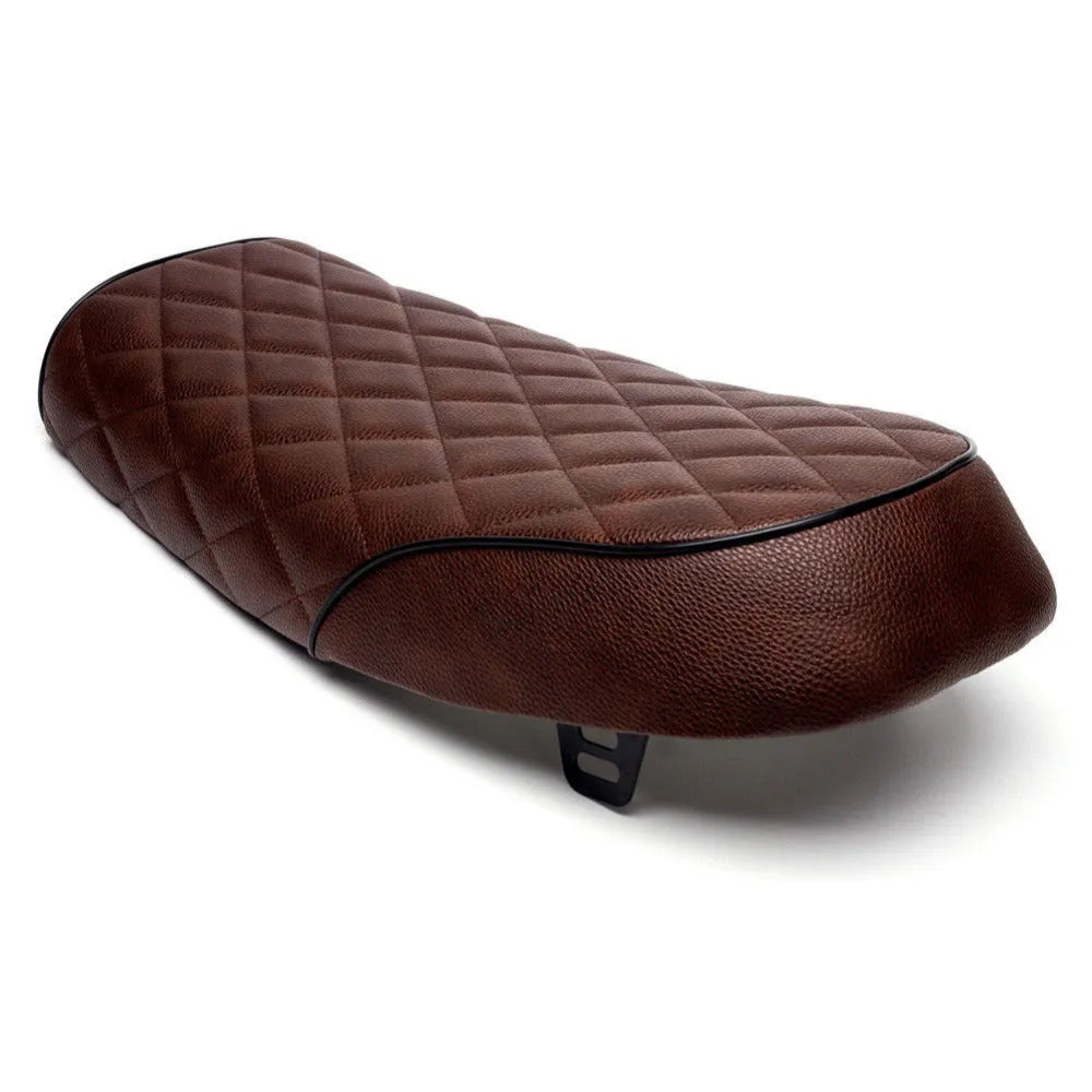 530mm brown artificial leather retro diamond motorcycle cushion for Honda CG125 cafe racer seat
