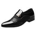 Men's pointed toe business casual leather shoes in black with artificial PU upper and rubber sole, low-top design