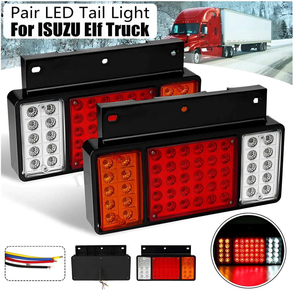 LED tail light for Isuzu trucks with 50 LEDs in black PP housing, red lens, IP66 waterproof