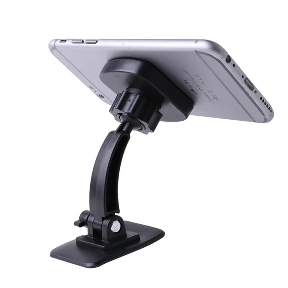 Car sticky magnet holder for mobile phone in black ABS plastic with magnetic pad