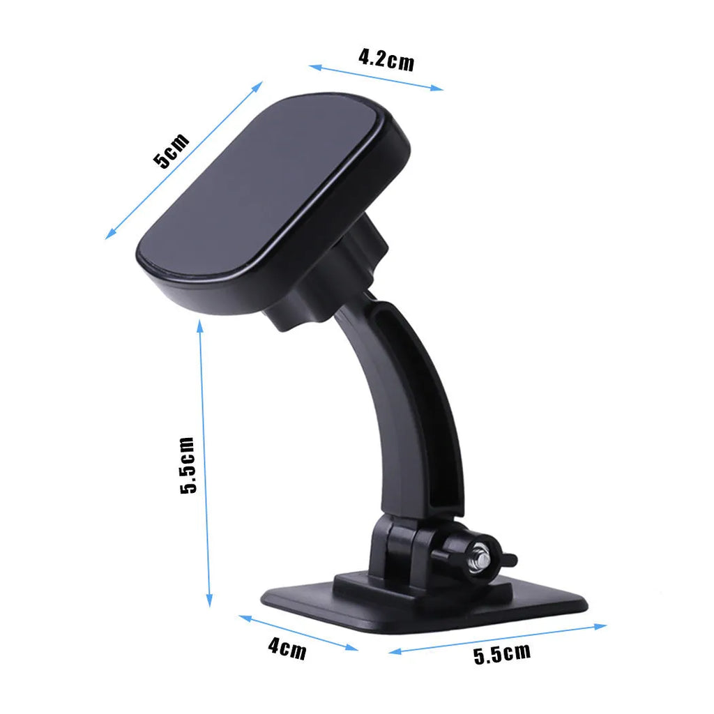 Car sticky magnet holder for mobile phone in black ABS plastic with magnetic pad