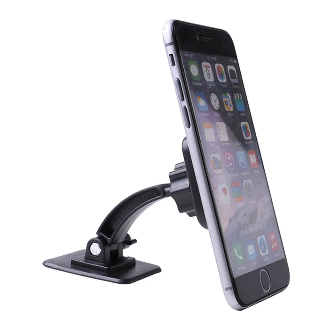 Car sticky magnet holder for mobile phone in black ABS plastic with magnetic pad