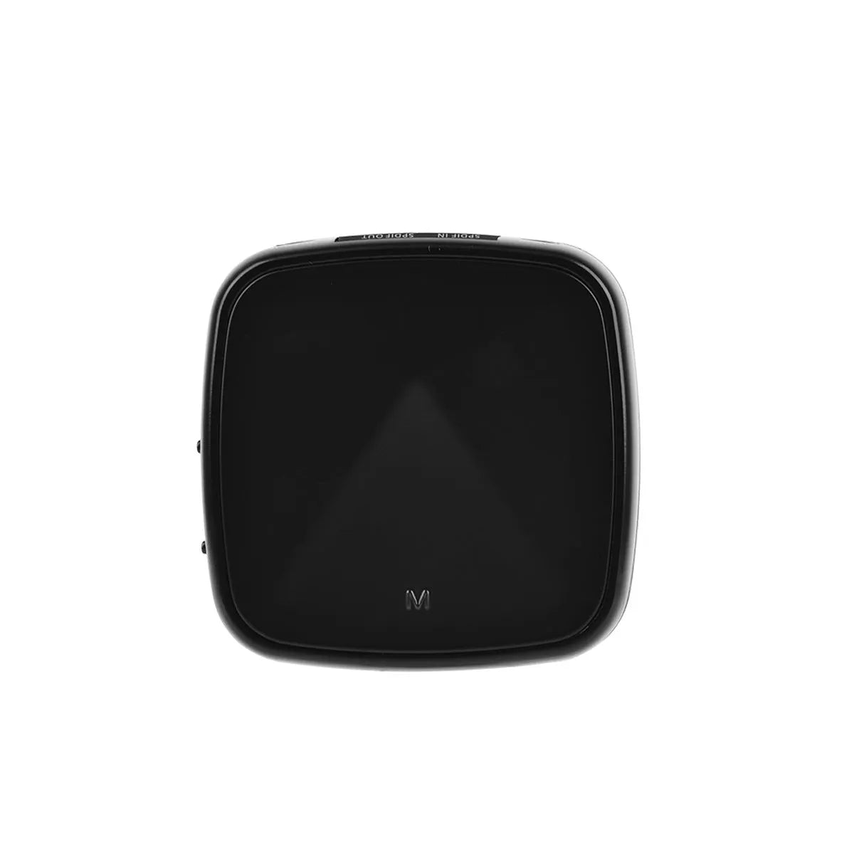 Black CSR8675 Bluetooth 5.0 audio adapter with optical and AUX ports for wireless home theatre connection.