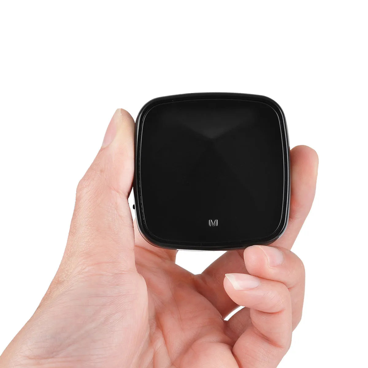 Black CSR8675 Bluetooth 5.0 audio adapter with optical and AUX ports for wireless home theatre connection.