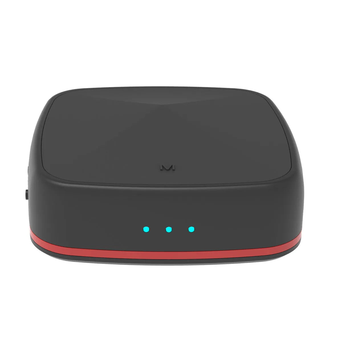 Black CSR8675 Bluetooth 5.0 audio adapter with optical and AUX ports for wireless home theatre connection.