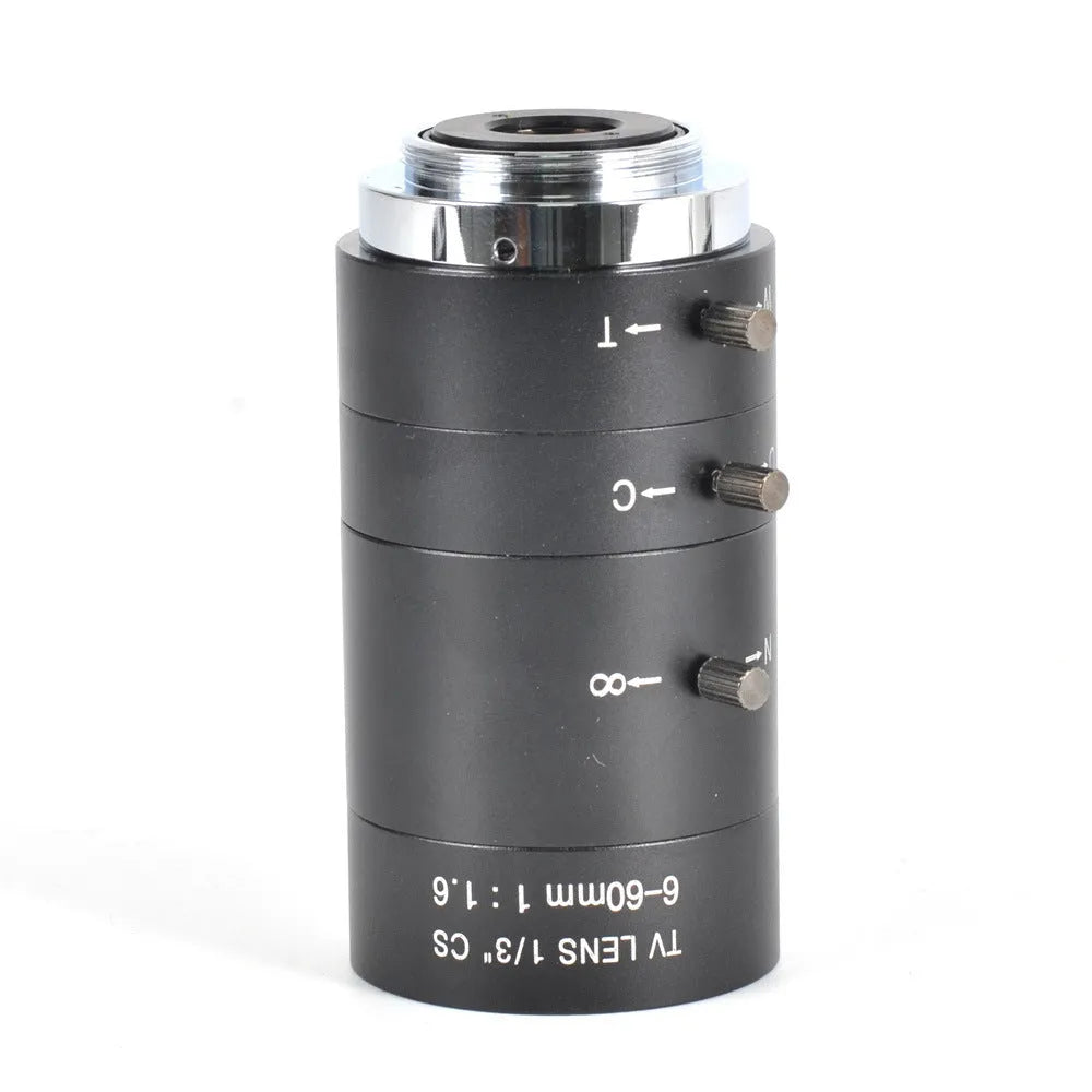Black 6-60mm manual aperture CCTV security camera lens with CS mount