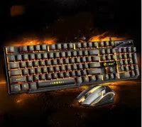 Limei GTX300 white and black backlit gaming keyboard and mouse set on a desktop