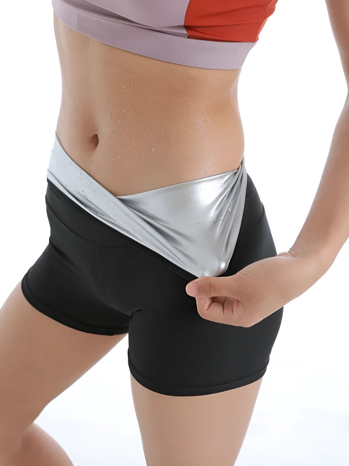 Women's high-waisted belly fitness pants in milk silk and polyester, sizes S to 3XL