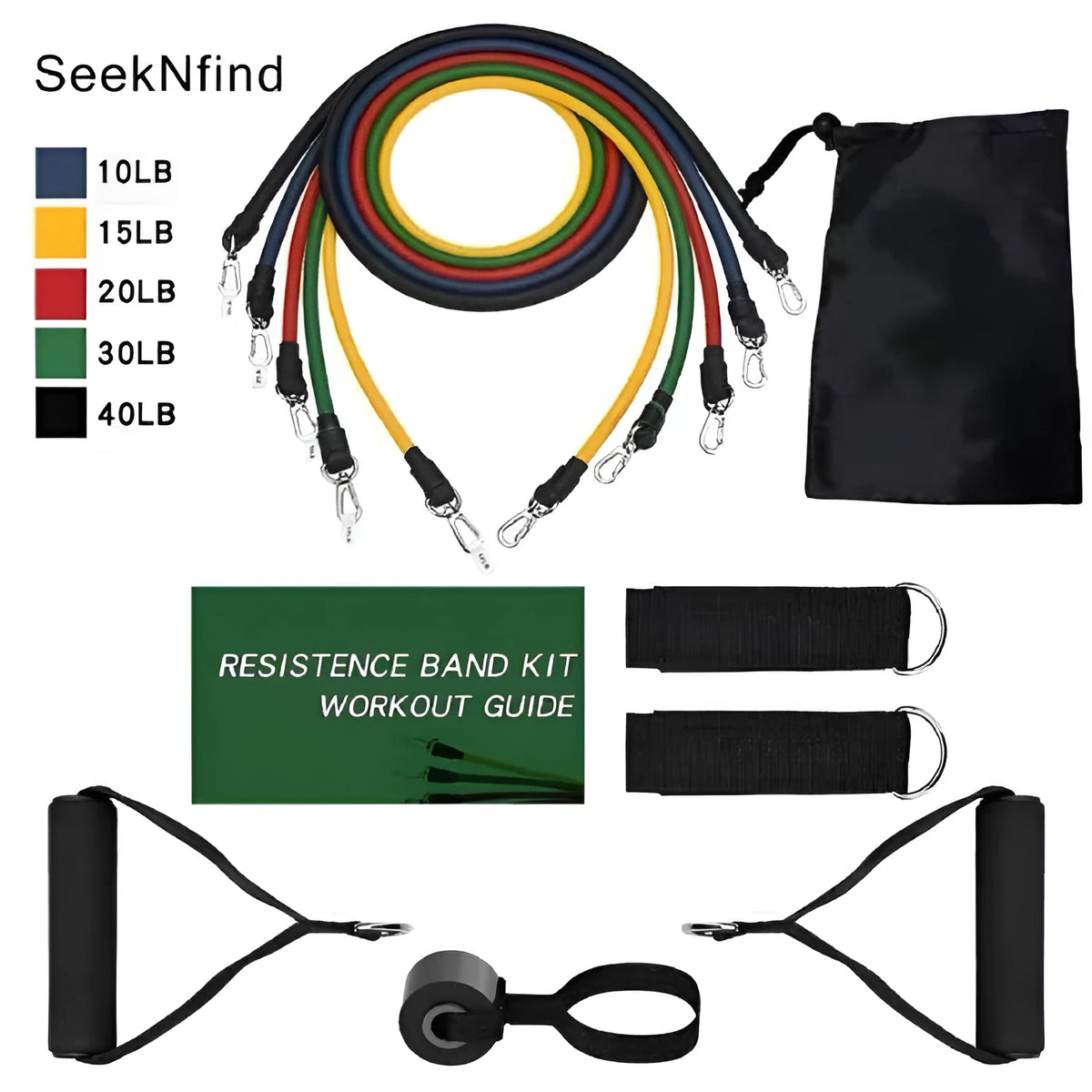 11-piece multifunctional latex resistance rope set for fitness rally and strength training